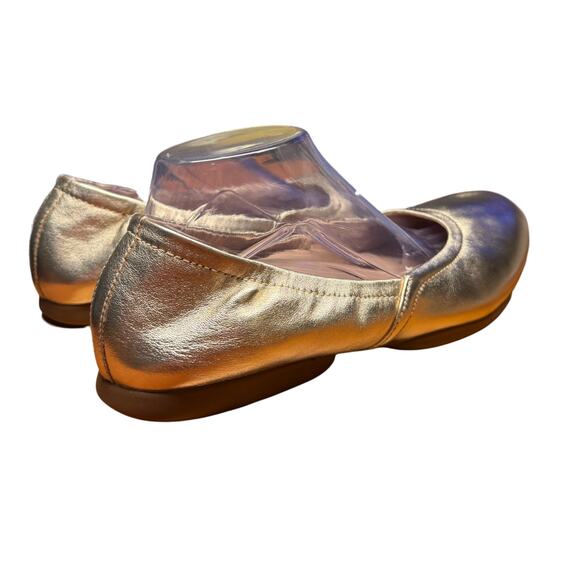 ABEO Tilly Women's 10 Gold Leather Ballet Flats Comfort Slip On Workwear Classic - Picture 5 of 11